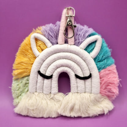 Macrame Unicorn Bag Key Chain