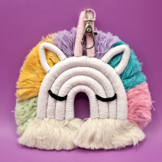 Macrame Unicorn Bag Key Chain