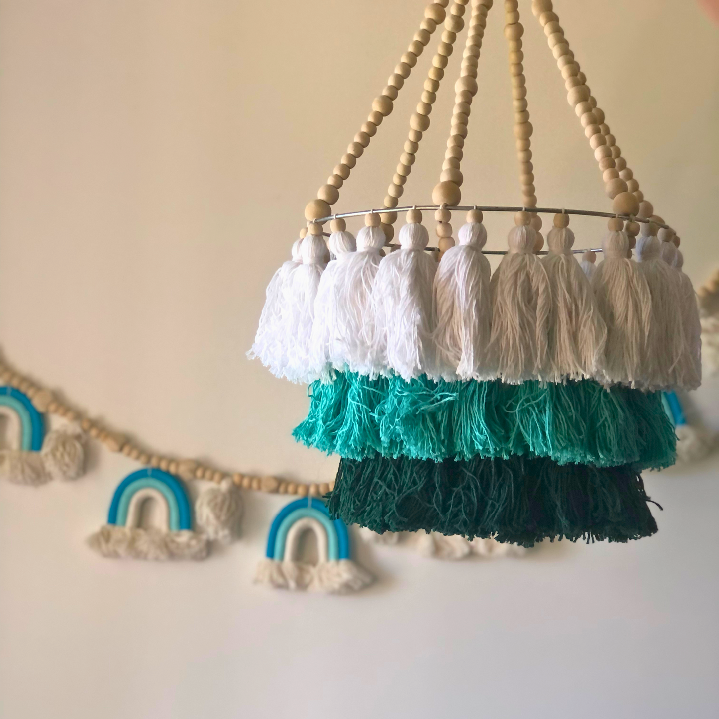 Boho Beaded Tassel Wall Hanging - Nursery Decor for Baby Room
