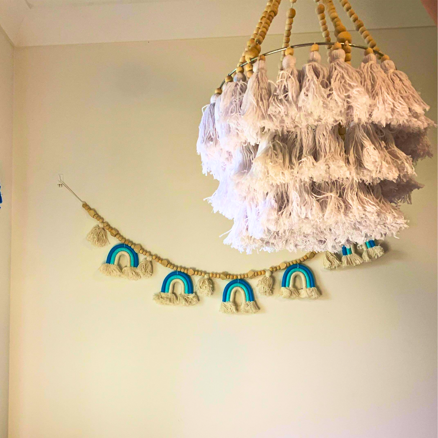 Boho Beaded Tassel Wall Hanging - Nursery Decor for Baby Room