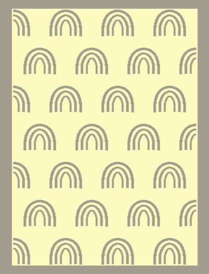 Knitted rainbow bassinet blanket in beige and lemon, Australian made 100% cotton