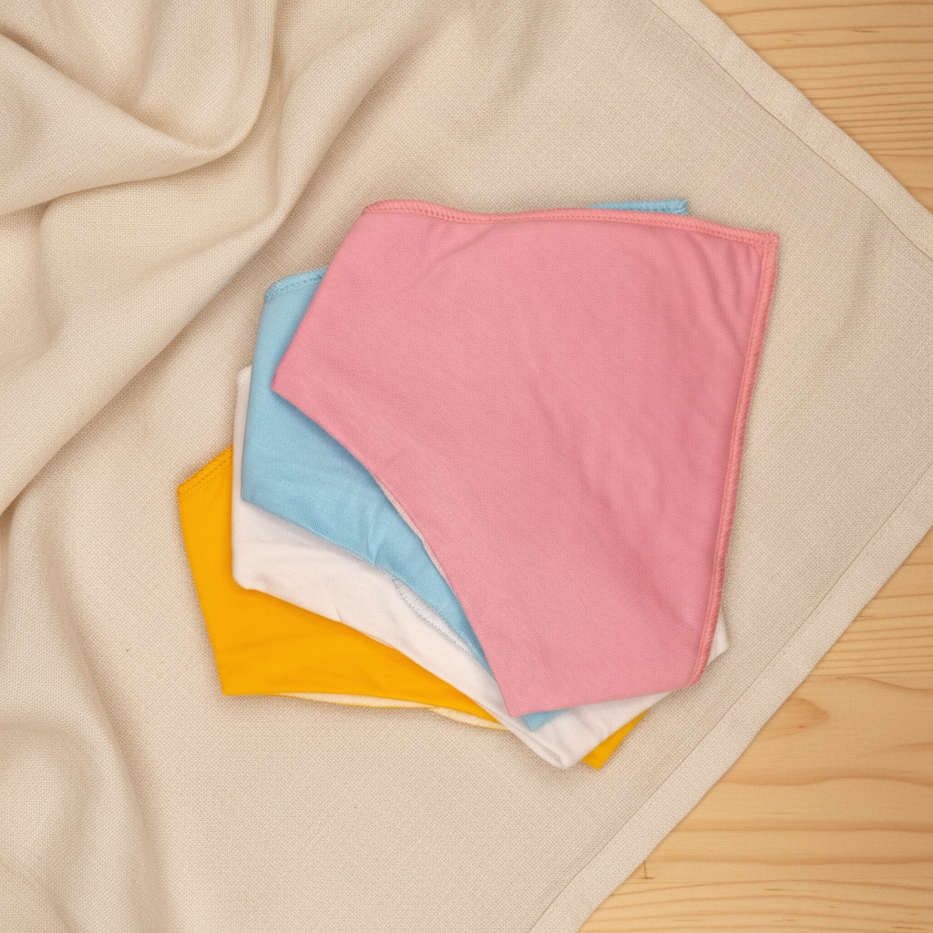 Adjustable triangle baby bibs in yellow white blue and pink - soft newborn to toddler bibs Australia