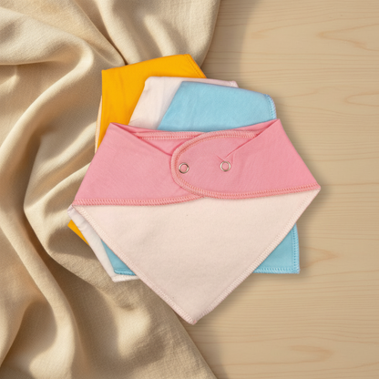 Set of 4 colourful baby bandana bibs in pink, blue, white and yellow - baby girl gift Australia
