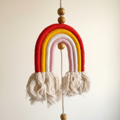 Boho Long Macrame Rainbow Baby Mobile - Handcrafted Nursery Decor
