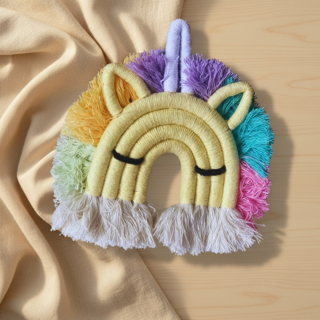 Macrame unicorn rainbow keychain - boho baby girl gift Australia