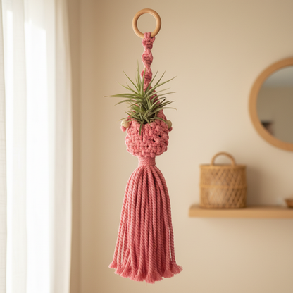 Pink Macrame Pot Hanger