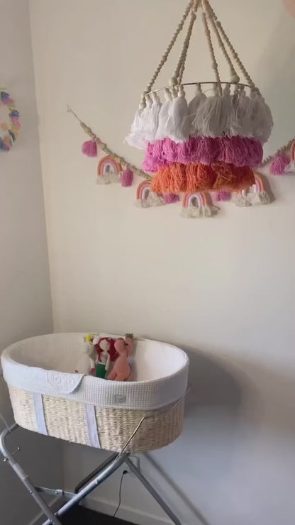 Boho Beaded Tassel Wall Hanging - Nursery Decor for Baby Room