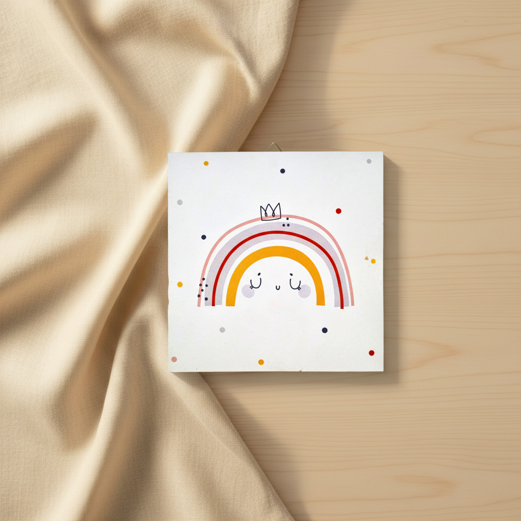 Boho rainbow wall plaque with crown - handmade nursery decor Australia