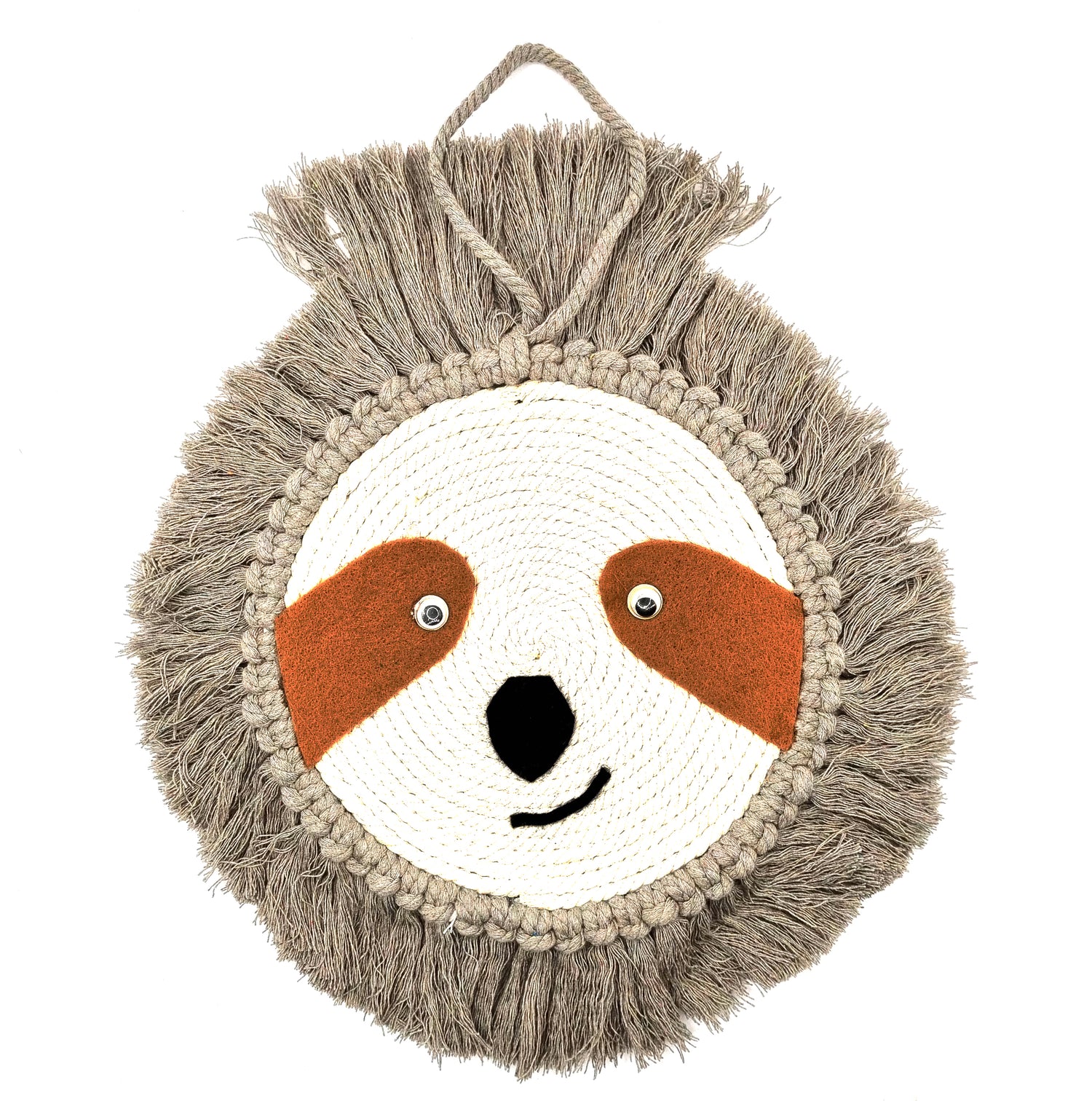 Unique handmade animal face wall hanging, boho nursery decor and baby gift Australia.