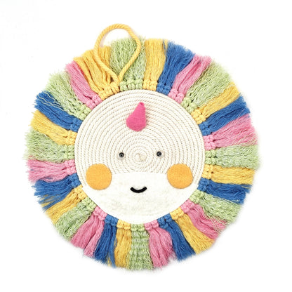 Unique handmade animal face wall hanging, boho nursery decor and baby gift Australia.
