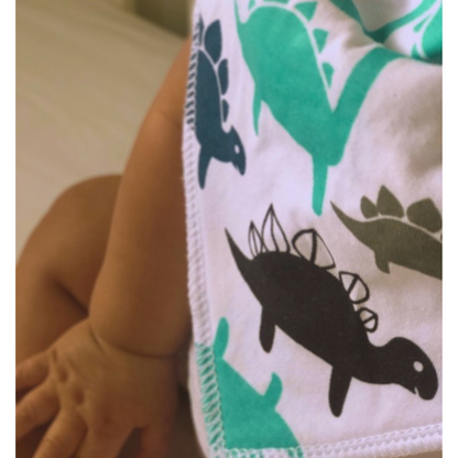 Thick cotton triangle baby bib with animal print, a stylish and practical baby gift Australia."