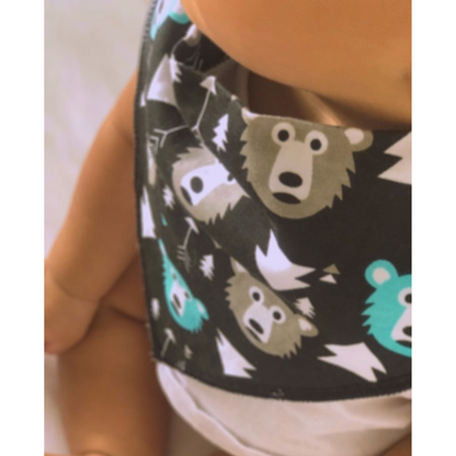 Thick cotton triangle baby bib with animal print, a stylish and practical baby gift Australia."