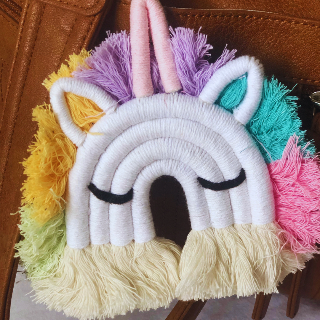 Macrame Unicorn Bag Key Chain